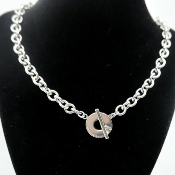 TIFFANY & CO~1837 T&C 925~STERLING SILVER HEAVY CHAIN LINK NECKLACE TOGGLE CLASP - Picture 4 of 10